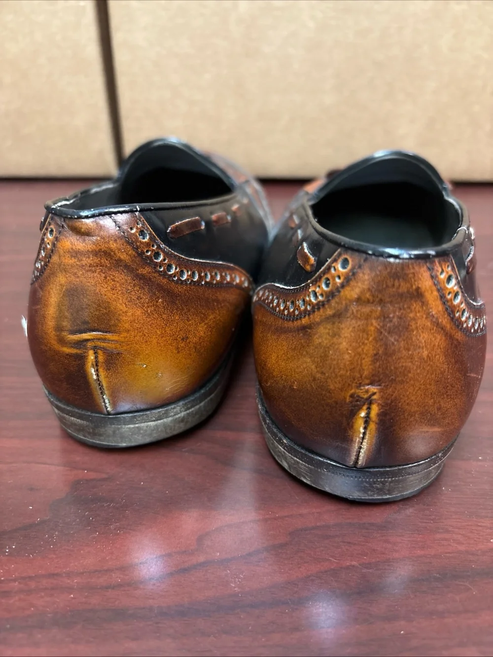Andre Bellini Brown Men’s Leather Dress Shoes Loafers US 10.5 Slip-Ons ITALY